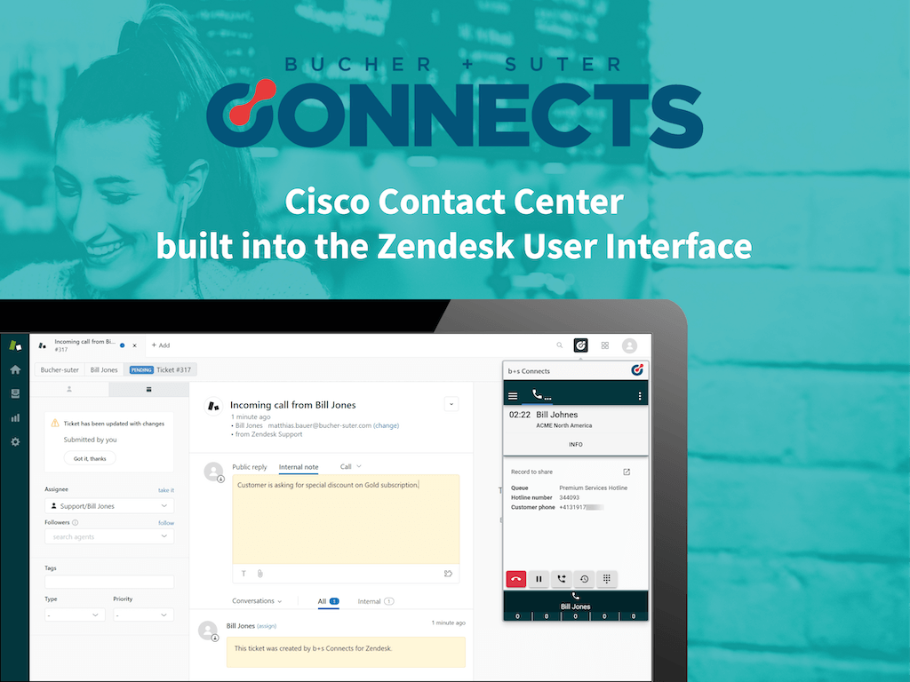 bs Connects for Cisco Contact Center App Integration with Zendesk Support
